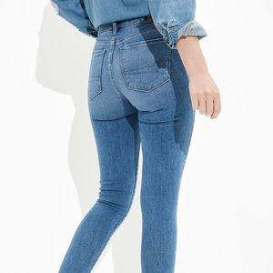 Blue jeans with button fly